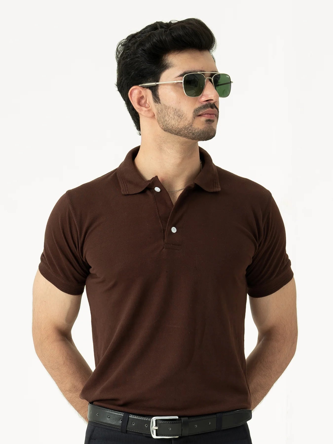 R-L PREMIUM PERFOMANCE POLO DARK BROWN 4 PREMIUM COLOR